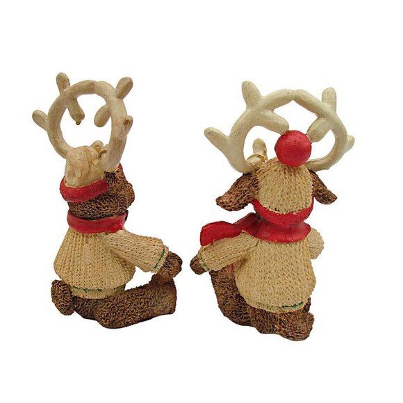 Set 2 Holiday Collection Dogs Dressed As Reindeer Figures Vintage Christmas Deco - Picture 2 of 12